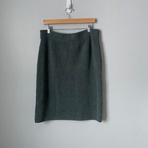 NEW Express Knit Midi Pencil Skirt Muted Blue Green Cozy Soft Size Women's XL
